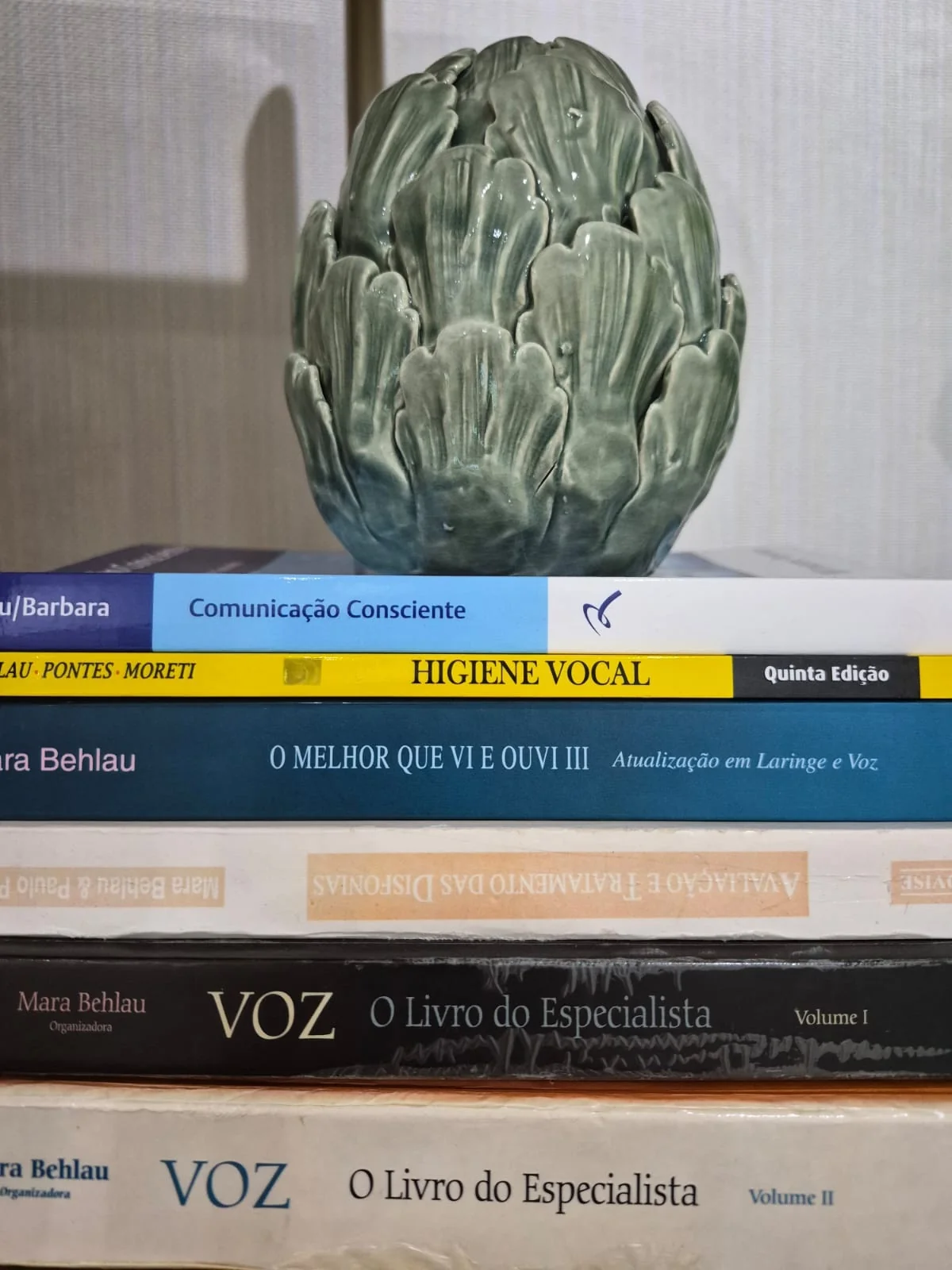 Livros na estante do consultório